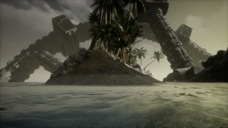 UFO-crashed-in-the-ocean-near-tropical-island